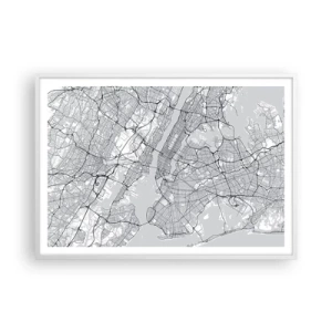 Plakat i hvid ramme - Anatomi af en storby - 100x70 cm