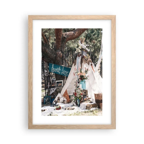 Plakat i ramme af lyst egetræ - Make love… - 30x40 cm