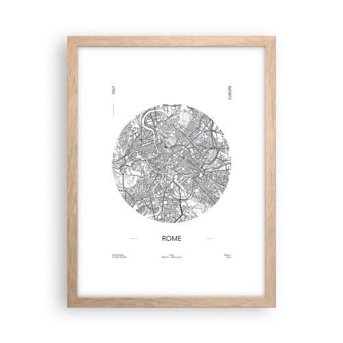 Plakat i ramme af lyst egetræ - Anatomi af Rom - 30x40 cm