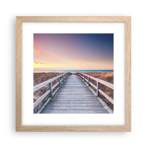 Plakat i ramme af lyst egetræ - Baltisk aften aura - 30x30 cm