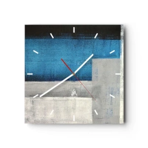 Vægur, Uret - Poetisk komposition af grå og blå - 30x30 cm