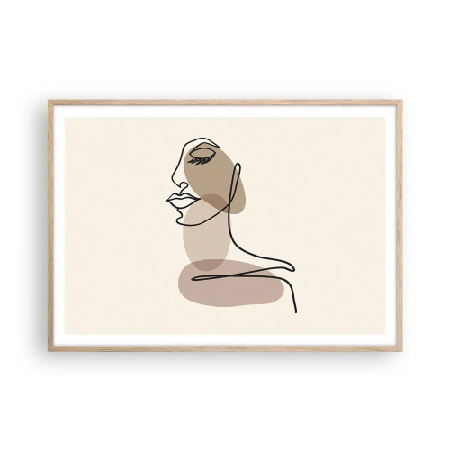Plakat i ramme af lyst egetræ - Lytter til sig selv - 100x70 cm