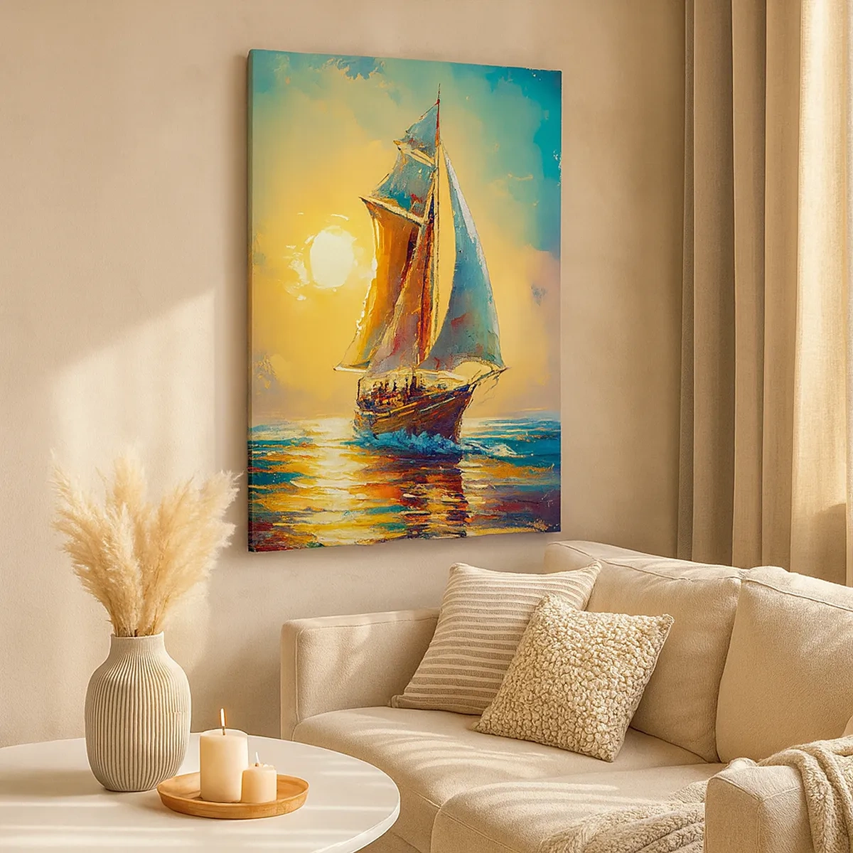 Lærredstryk - Billede på lærred - Under fulde sejl - 50x70 cm