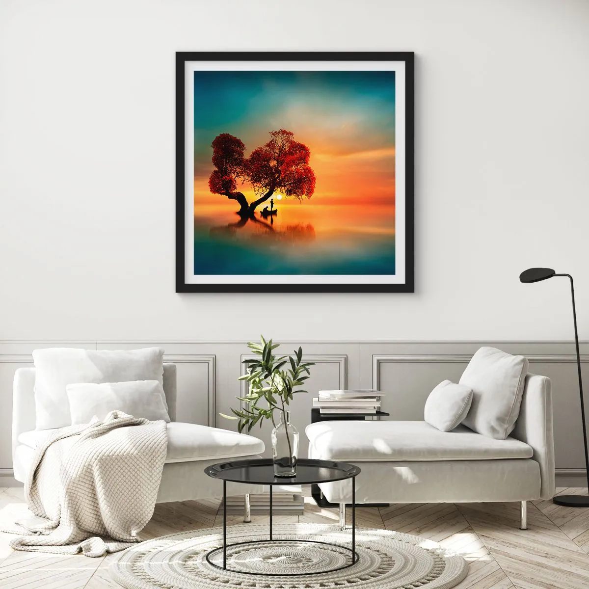 Plakat i sort ramme - Fjern og tavs verdensløshed - 50x50 cm