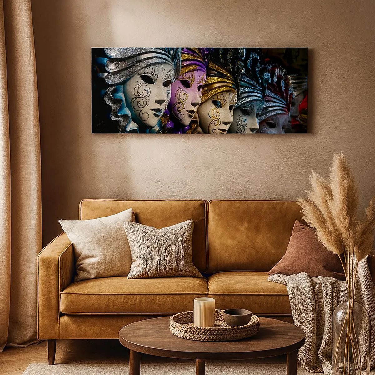 Lærredstryk - Billede på lærred - Mysterium i guld og sølv - 100x40 cm