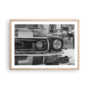 Plakat i ramme af lyst egetræ - Hård kørsel - 70x50 cm