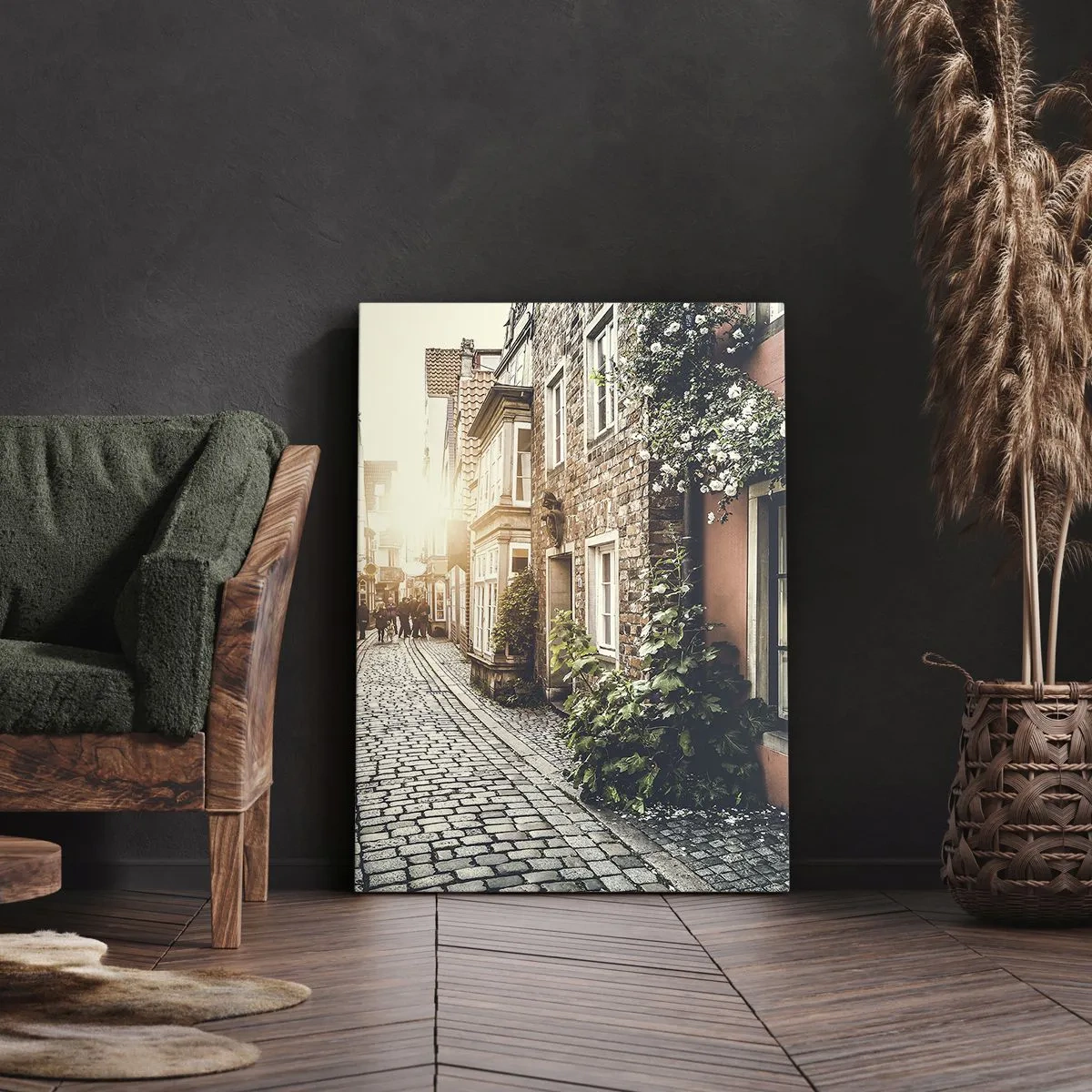 Lærredstryk - Billede på lærred - En rosengyde i et lyserødt skær - 55x100 cm