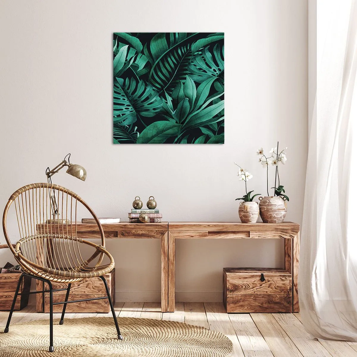 Lærredstryk - Billede på lærred - Dyb tropisk grøn - 30x30 cm