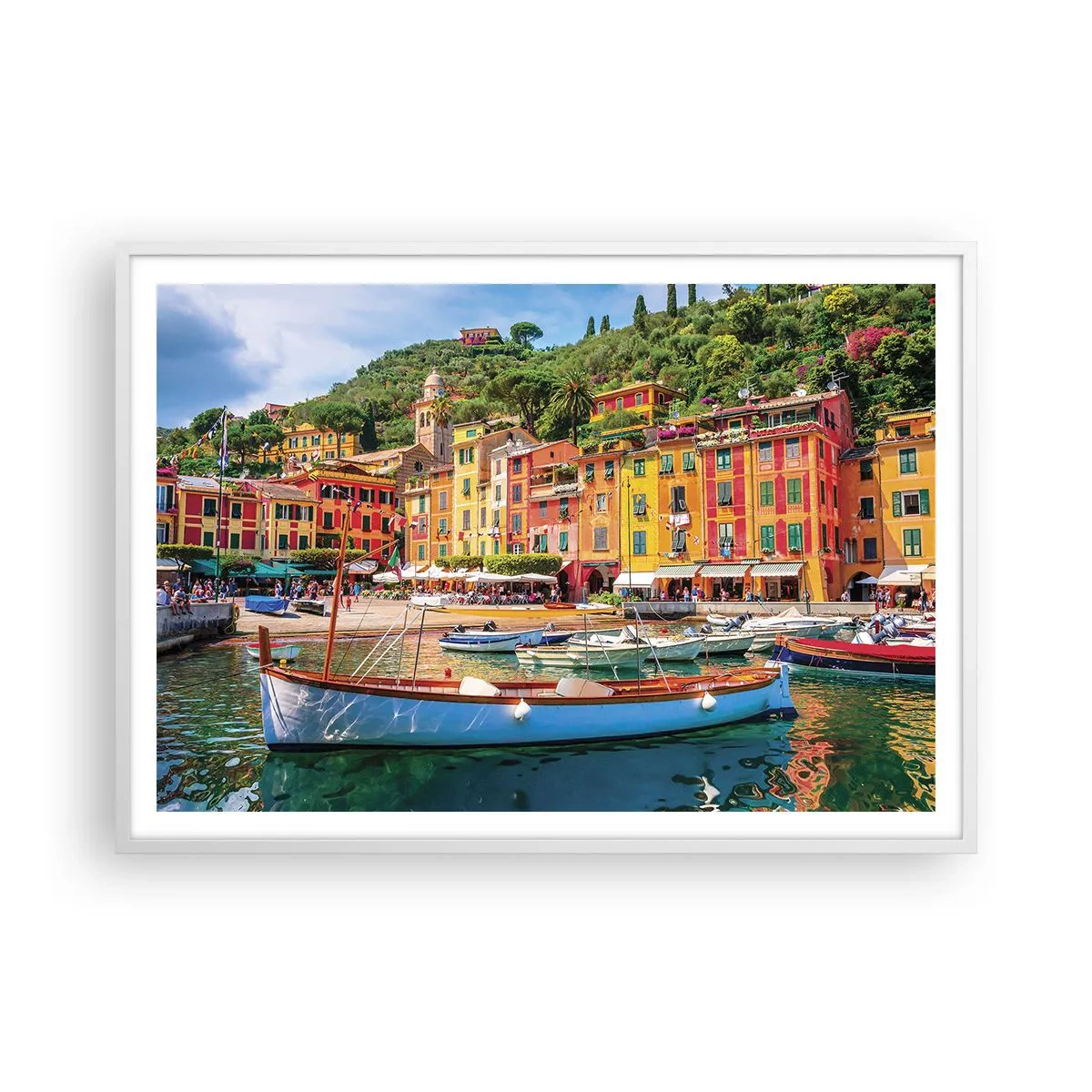 Plakat i hvid ramme - En italiensk morgen - 100x70 cm