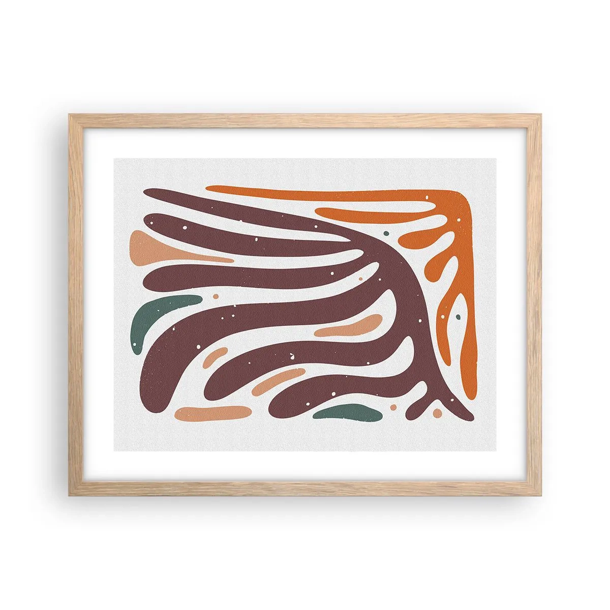 Plakat i ramme af lyst egetræ - Strålende organisk komposition - 50x40 cm