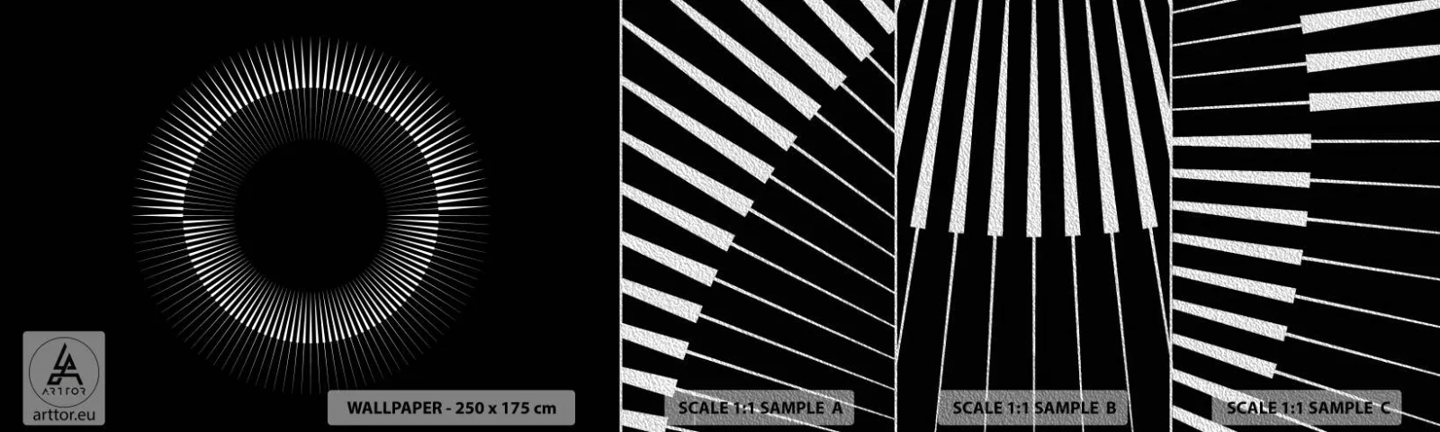 Prøve Fototapet Premium Sand - Sort sol - Mørk, Sol, Hjul - 100x30 cm