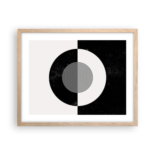 Plakat i ramme af lyst egetræ - Harmoni i sort og hvidt - 50x40 cm