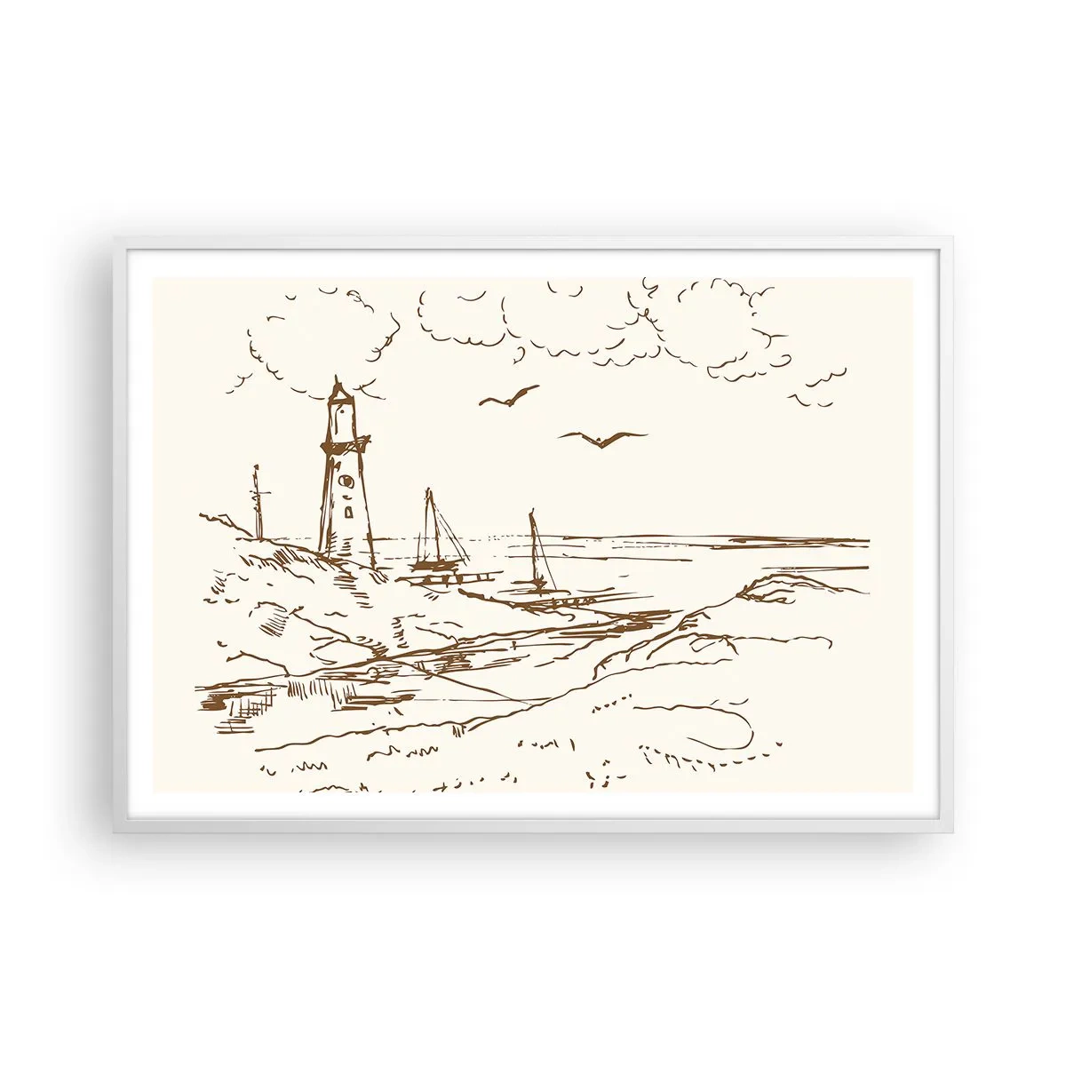 Plakat i hvid ramme - Oversigt over sommerminder - 100x70 cm