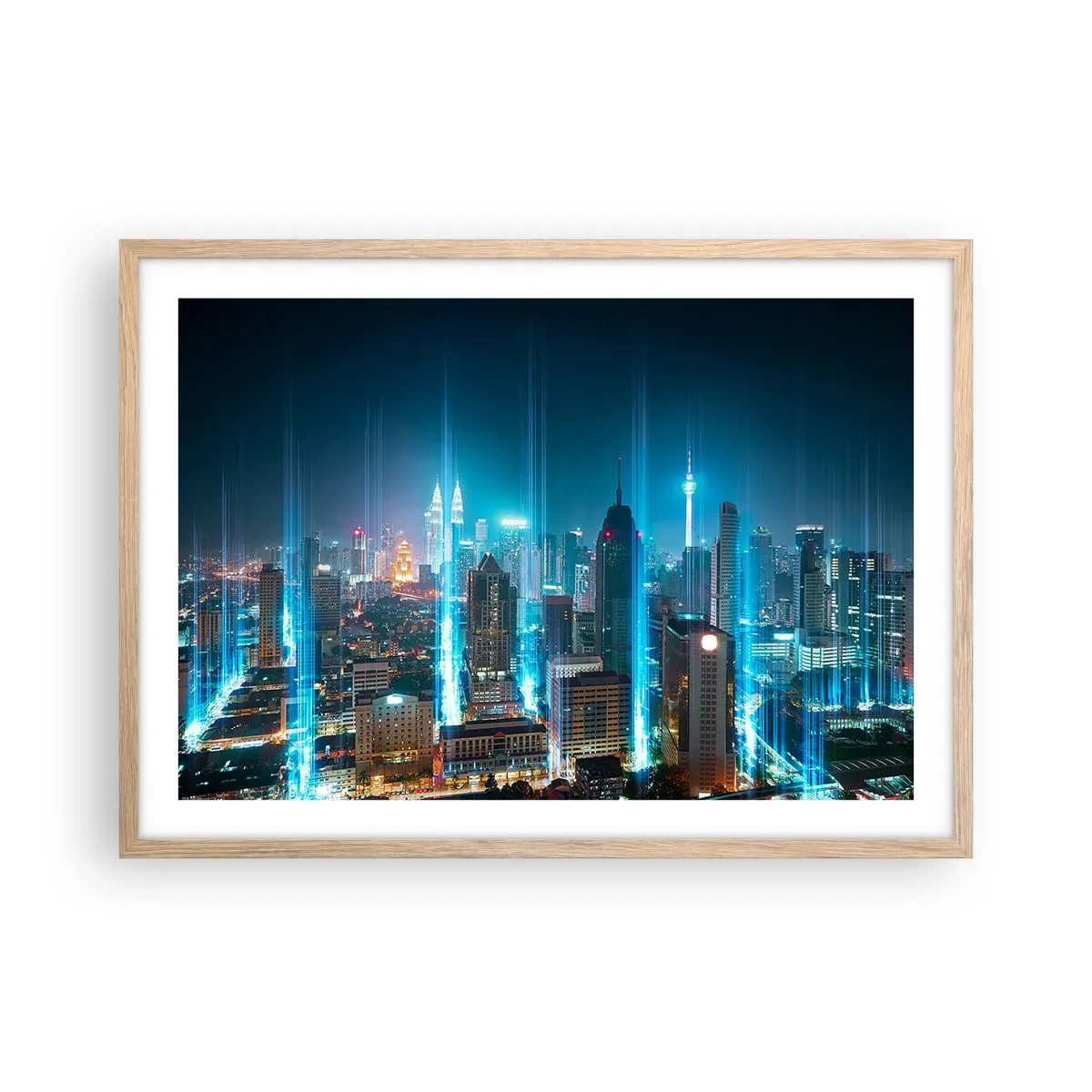 Plakat i ramme af lyst egetræ - Berlin til himlen - 70x50 cm