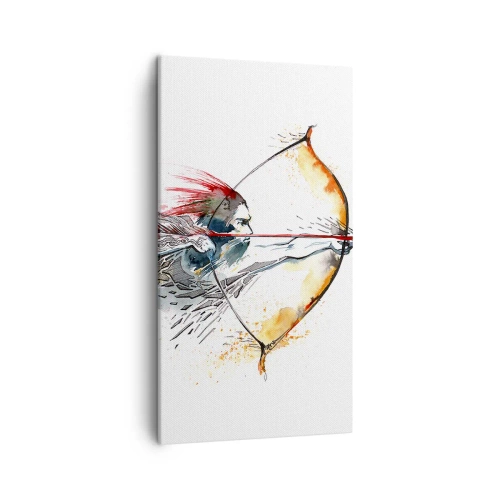 Lærredstryk - Billede på lærred - Mytisk kriger med en brændende bue - 45x80 cm