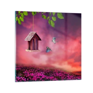 Billede på glas - Invitation til middag - 70x70 cm