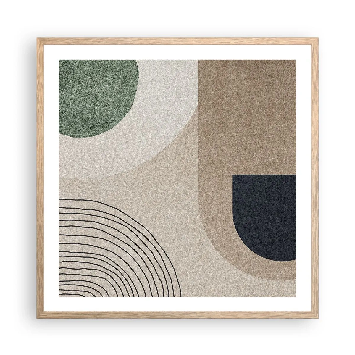 Plakat i ramme af lyst egetræ - Blidheden i en oval - 60x60 cm