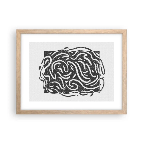 Plakat i ramme af lyst egetræ - Abstraktion: en dans af glæde - 40x30 cm