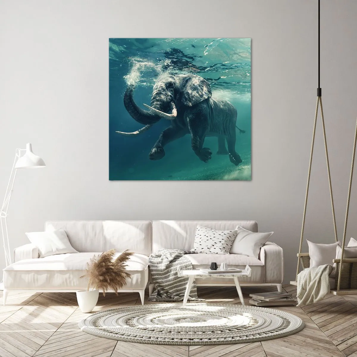 Lærredstryk - Billede på lærred - Alle kan lide at svømme - 70x70 cm