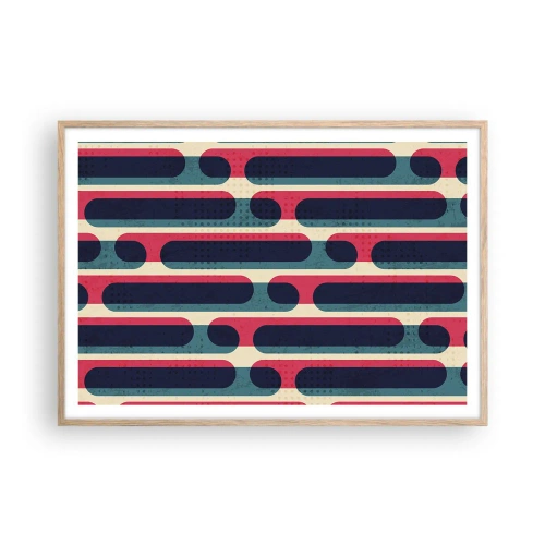 Plakat i ramme af lyst egetræ - Indad og fremad - 100x70 cm