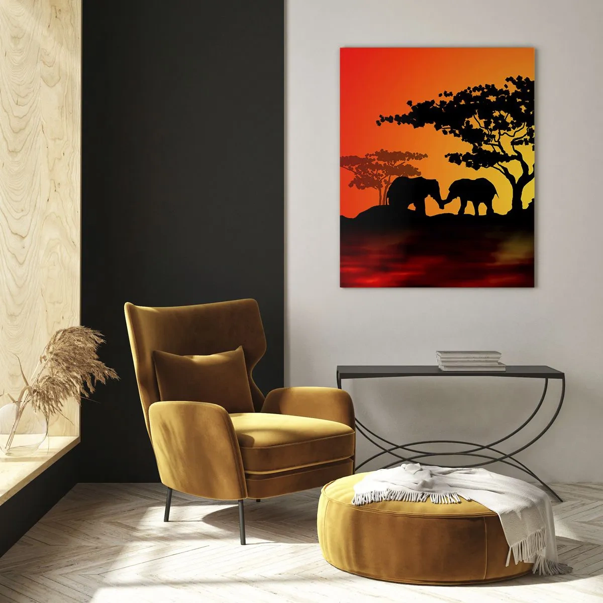 Billede på glas - Møde på savannen - 50x70 cm