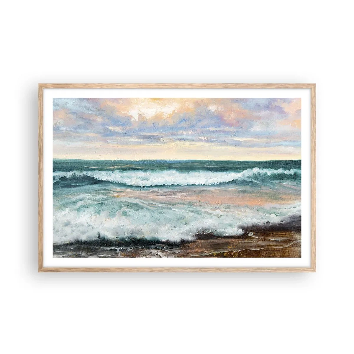 Plakat i ramme af lyst egetræ - Her vil du glatte din sjæl - 91x61 cm