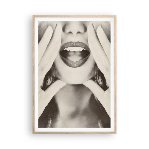 Plakat i ramme af lyst egetræ - Jeg er på vej! - 70x100 cm