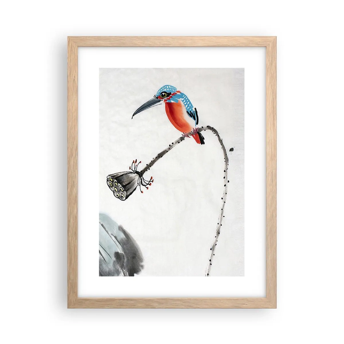 Plakat i ramme af lyst egetræ - Engenes liv - 30x40 cm