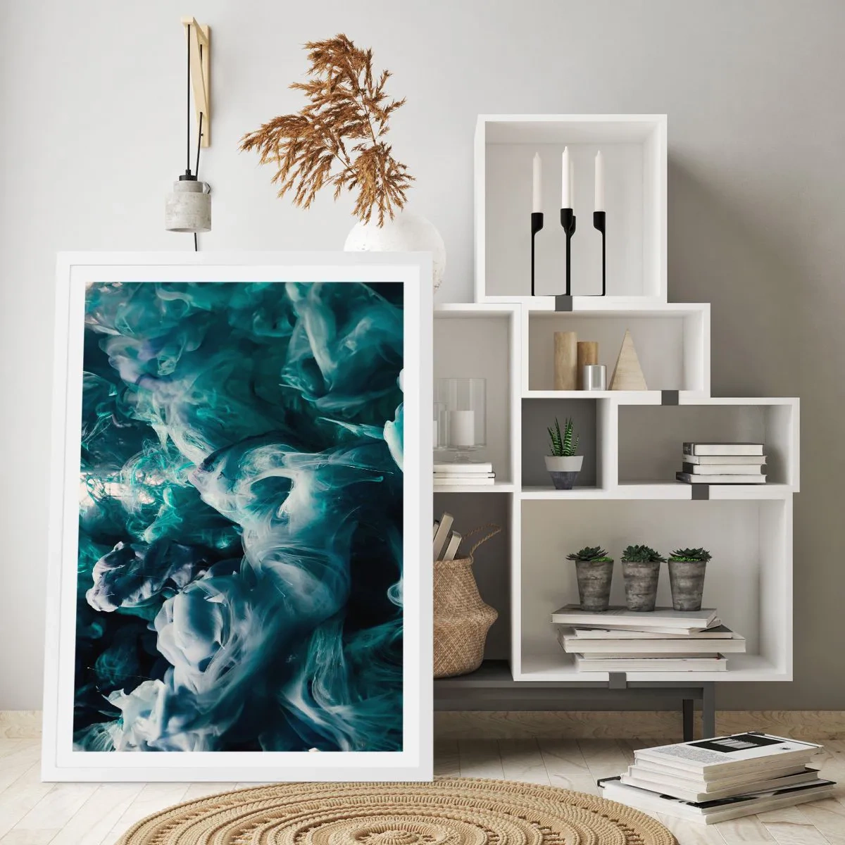 Plakat i hvid ramme - Farvebevægelse - 30x40 cm