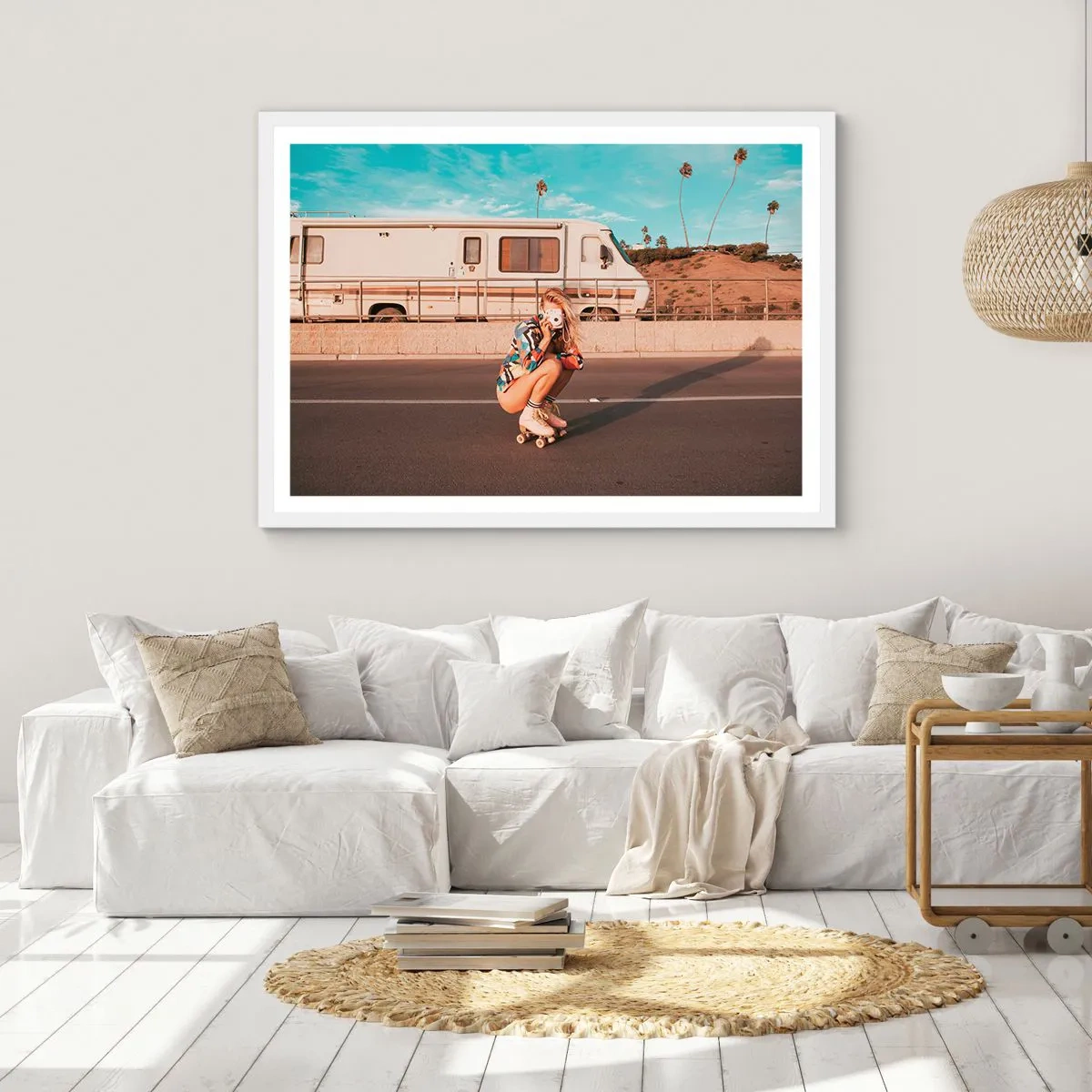 Plakat i hvid ramme - Smil, tak! - 100x70 cm