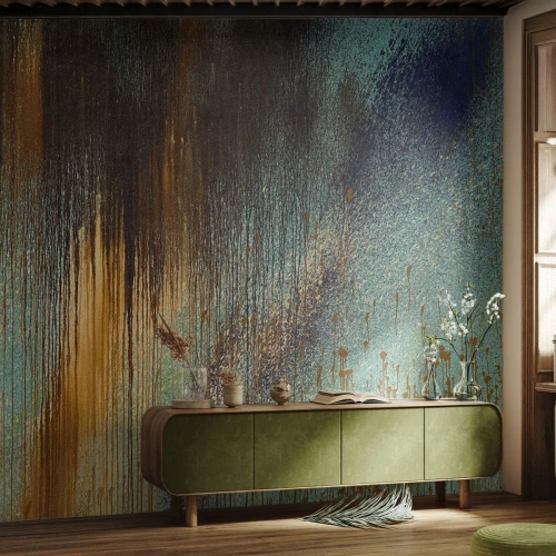 Fototapet Premium Canvas - En utilsigtet farverig komposition - Abstraktion, Industriel, Maling - 400x280 cm