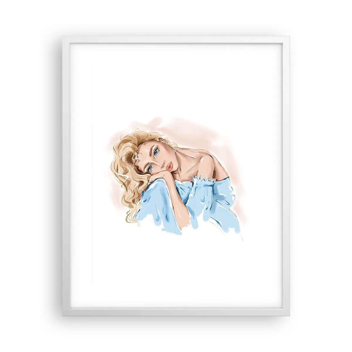 Plakat i hvid ramme - Drømmende i blåt - 40x50 cm