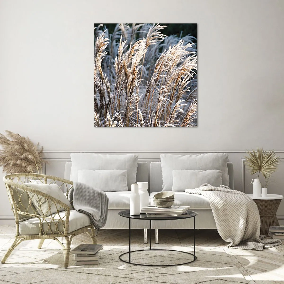 Billede på glas - Pyntet med frost - 70x70 cm