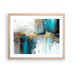 Plakat i ramme af lyst egetræ - Alting flyder - 50x40 cm
