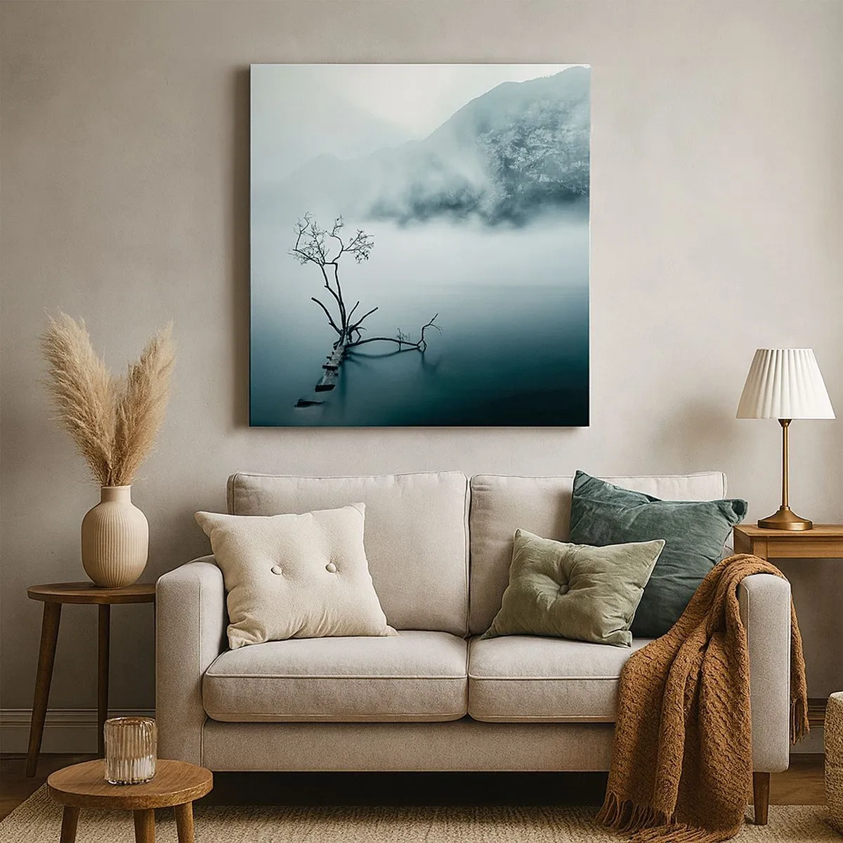 Lærredstryk - Billede på lærred - Ud af vand og tåge - 30x30 cm