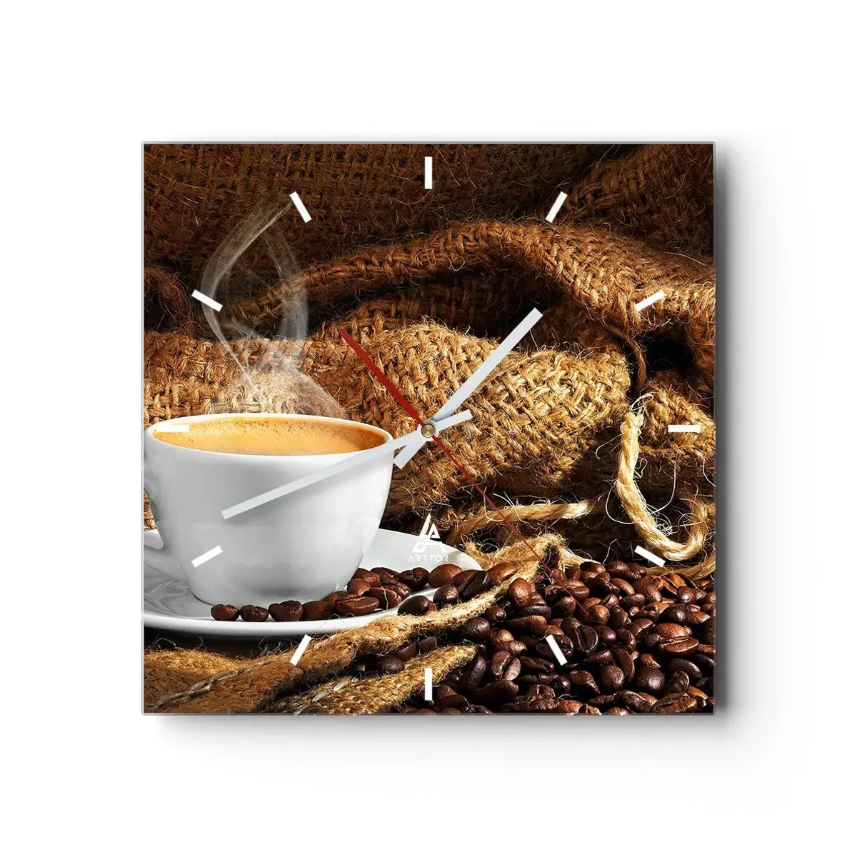 Vægur, Uret - Duften af mokka og honningvæskens tæthed - 40x40 cm