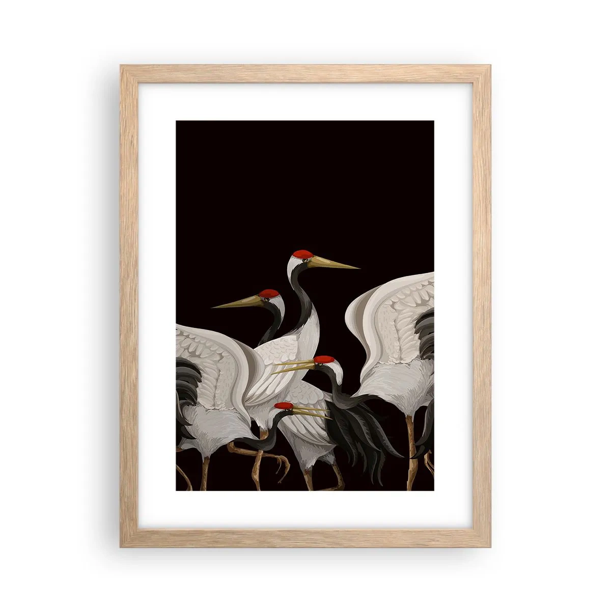 Plakat i ramme af lyst egetræ - Fugle anliggender - 30x40 cm
