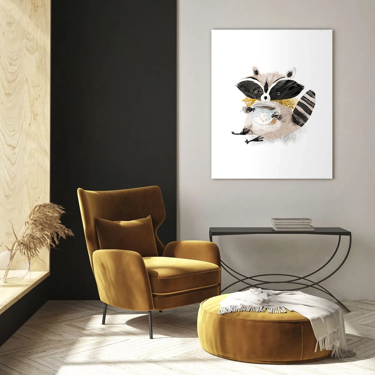 Billede på glas - Min ven vaskebjørnen - 70x100 cm