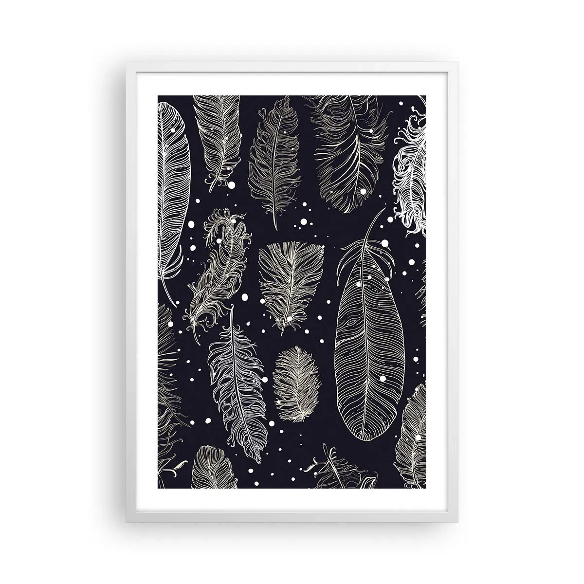 Plakat i hvid ramme - Fjerede blonder - 50x70 cm