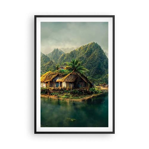 Plakat i sort ramme - Tropisk paradis - 61x91 cm