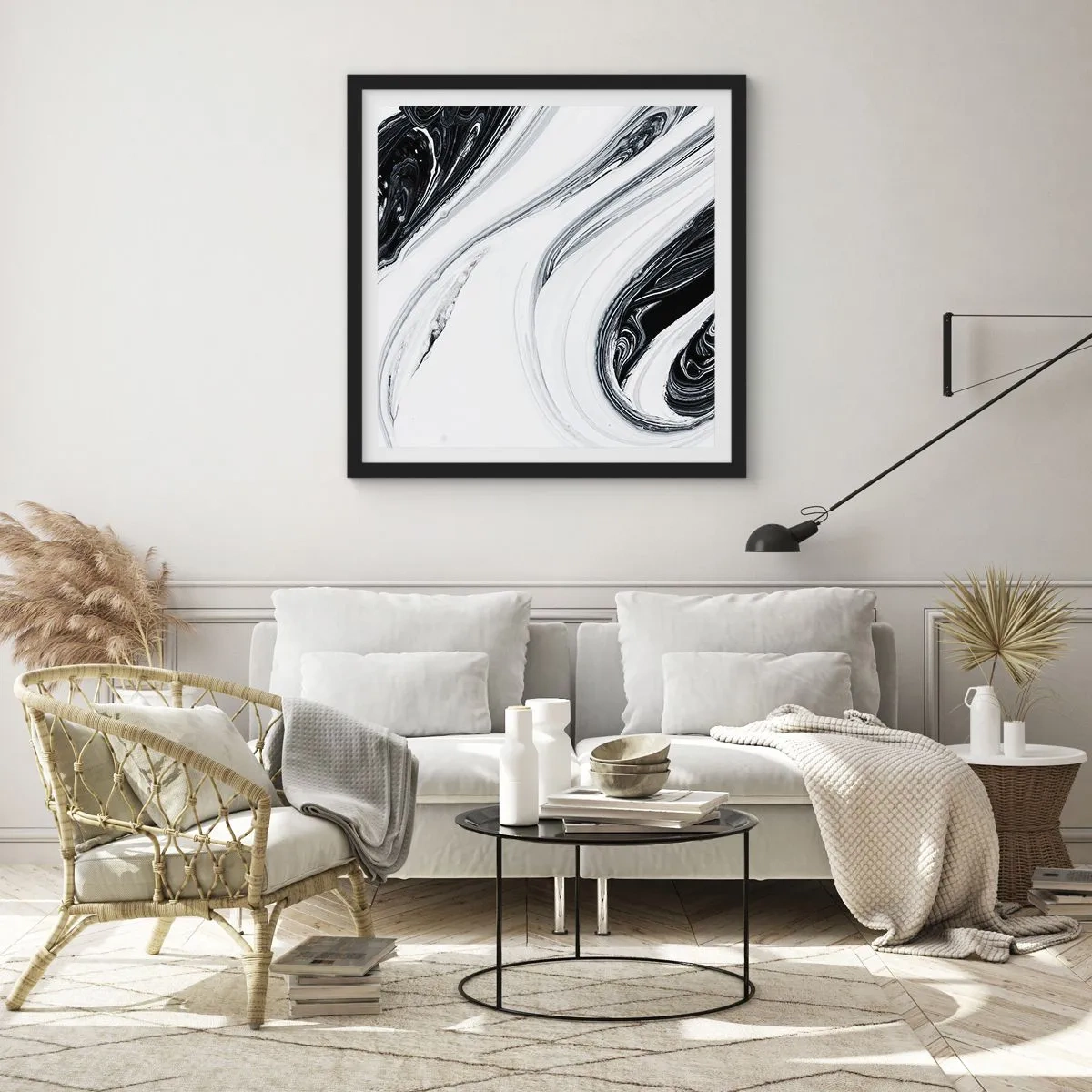 Plakat i sort ramme - Kombination af modsætninger - 50x50 cm