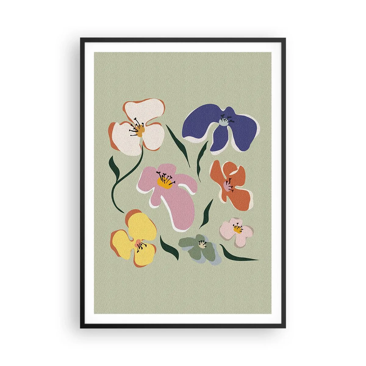 Plakat i sort ramme - Stedmoderblomster med et twist - 70x100 cm