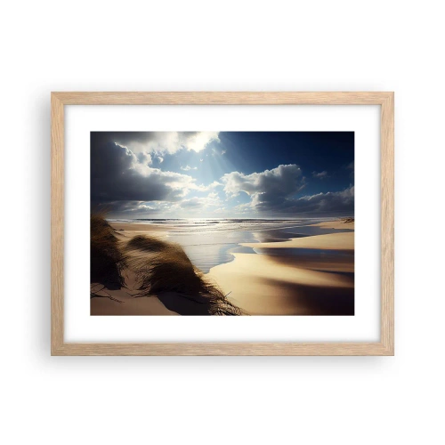 Plakat i ramme af lyst egetræ - Strand, vild strand - 40x30 cm
