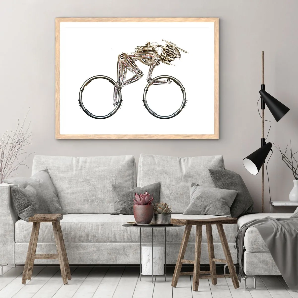 Plakat i ramme af lyst egetræ - En fantastisk maskine - 50x40 cm