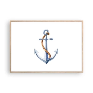 Plakat i ramme af lyst egetræ - Ahoj eventyr! - 100x70 cm
