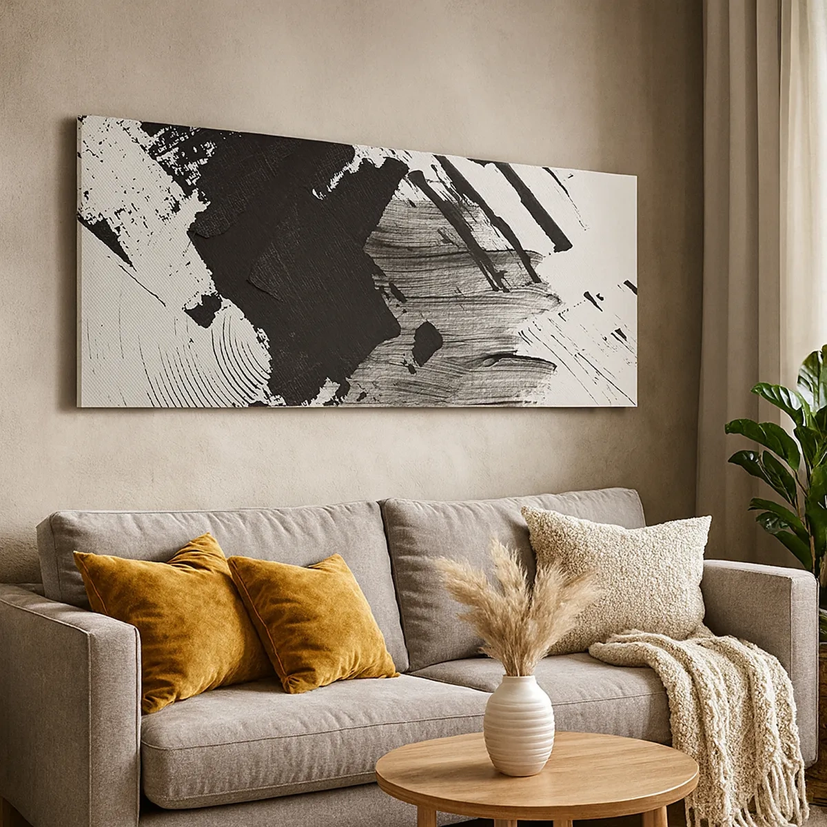 Lærredstryk - Billede på lærred - Abstraktion - det sortes udtryk - 30x30 cm