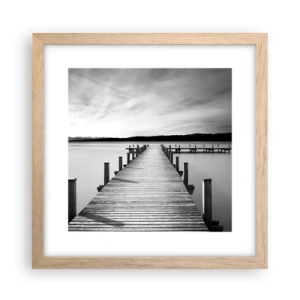 Plakat i ramme af lyst egetræ - På vandhullet - fred - 30x30 cm