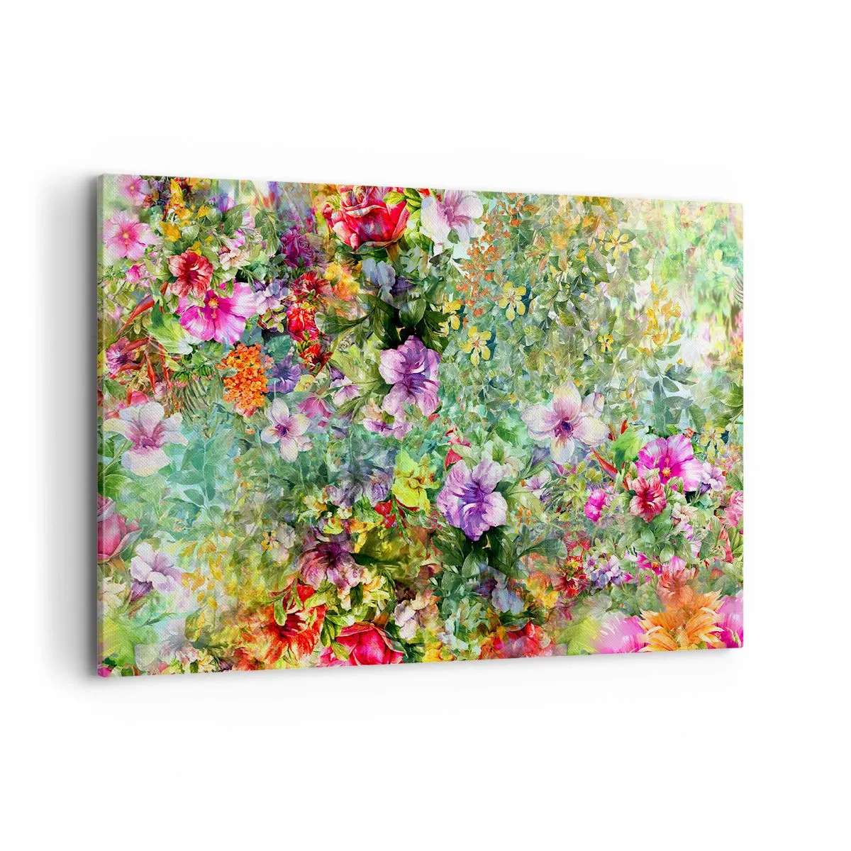 Lærredstryk - Billede på lærred - Ind i blomsterne ved fortabelse - 120x80 cm