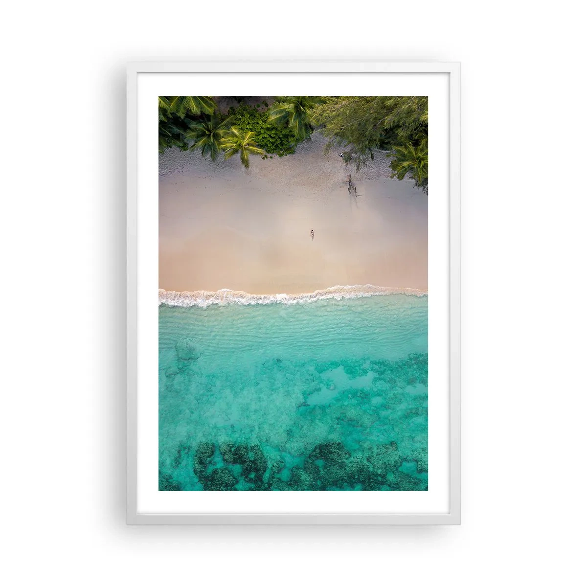 Plakat i hvid ramme - Paradis strand - 50x70 cm