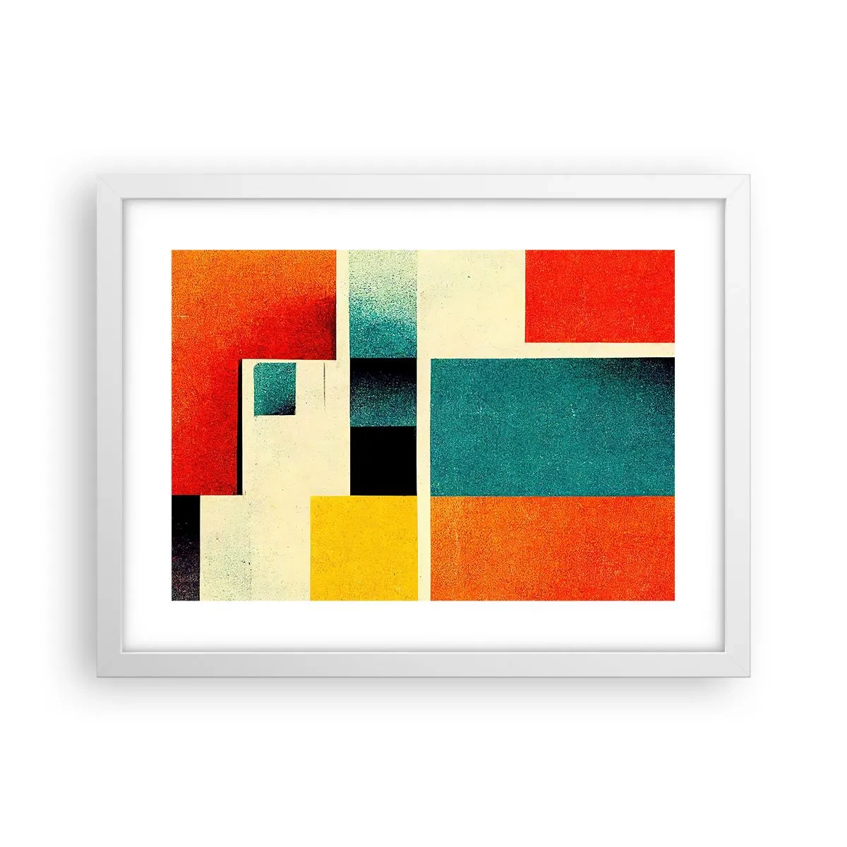 Plakat i hvid ramme - Geometrisk abstraktion - god energi - 40x30 cm
